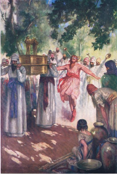 डेविड नेल्सन द्वारा प्रकाशित द बाइबल पिक्चर बुक, सी .१ ९ ५० से जेरूसलम में आर्क लाते हैं द्वारा विलियम हेनरी मार्गेसन