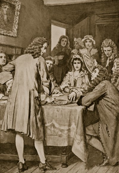 1694 में एडिनबर्ग में डारिएन योजना की व्याख्या करते हुए पैटर्सन, &39;हचिन्सन की कहानी ब्रिटिश राष्ट्र की कहानी&39;, c.1923 द्वारा विलियम हेनरी मार्गेसन
