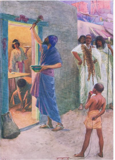 थॉमस नेल्सन द्वारा प्रकाशित द बाइबल पिक्चर बुक से पहला फसह, c.1950 द्वारा विलियम हेनरी मार्गेसन