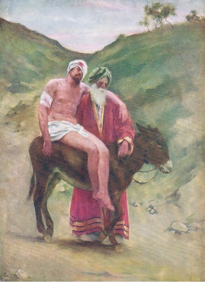 थॉमस नेल्सन द्वारा प्रकाशित द बाइबल पिक्चर बुक से अच्छा समरिटन, c.1950 द्वारा विलियम हेनरी मार्गेसन