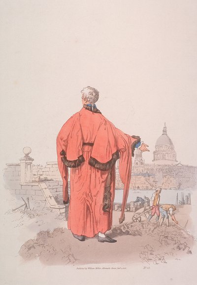 नागरिक पोशाक में एल्डरमैन सेंट पॉल कैथेड्रल, लंदन, 1805 की ओर देख रहे हैं द्वारा विलियम हेनरी Pyne