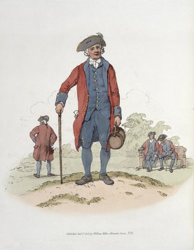 चेल्सी पेंशनर, by कॉस्ट्यूम ऑफ़ ग्रेट ब्रिटेन ’, विलियम मिलर, 1805 द्वारा प्रकाशित द्वारा विलियम हेनरी Pyne