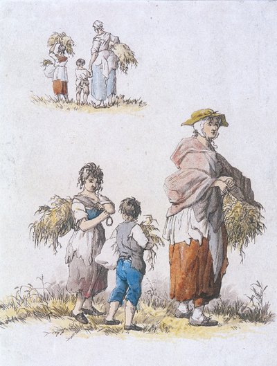 बटोरने वाली महिलाएं और बच्चे, प्रांतीय पात्र, 1802 द्वारा विलियम हेनरी Pyne