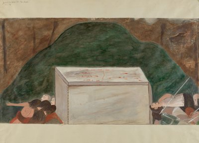 क्रॉस नंबर 14 का स्टेशन: यीशु को उनके मकबरे में रखा गया है, c. 1936. द्वारा विलियम हर्बर्ट