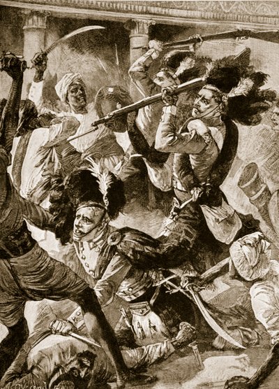 लखनऊ की दूसरी राहत, नवंबर 1857 (लिथो) द्वारा विलियम हेशम (बाद) ओवरएंड