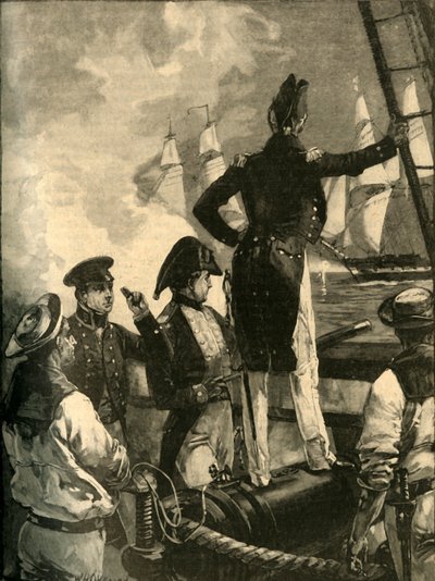 कैप्टन विलियम वालपोल ने ड्यूक ऑफ़ सालदानस जहाजों, लिबरल वॉर्स, 1829 c1890 को इंटरसेप्ट किया। द्वारा विलियम हेशम ओवरेंड