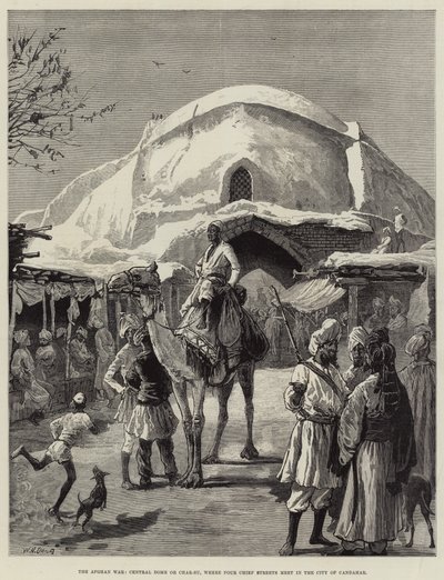 अफगान युद्ध, केंद्रीय गुंबद या चार-सु, जहां चार मुख्य सड़कें कंधार शहर में मिलती हैं द्वारा William Heysham Overend