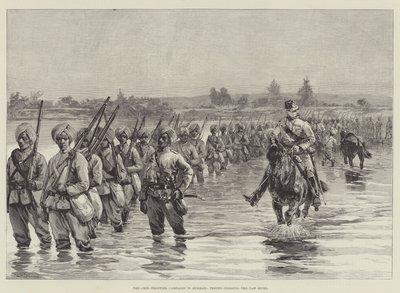 बर्मा में चिन फ्रंटियर अभियान, यव नदी को पार करते हुए सैनिक द्वारा विलियम हेशम ओवरेंड