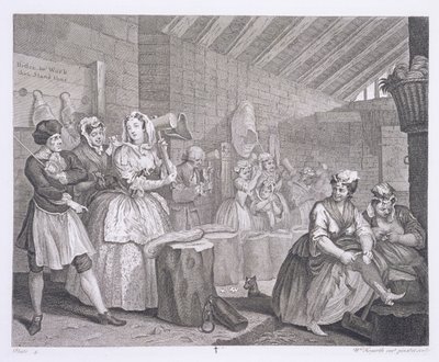 लंदन में 1820-22 में प्रकाशित &39;द ओरिजिनल एंड जेनुइन वर्क्स ऑफ़ विलियम हॉगर्थ&39; से एक हरलोट की प्रगति द्वारा विलियम होगार्थ