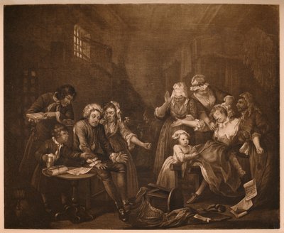 अ रेक प्रोग्रेस - 7: फ्लीट प्रिज़न, 1733। द्वारा विलियम होगार्थ