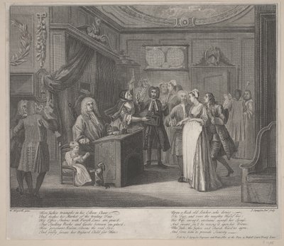 एक महिला एक नागरिक के लिए एक बच्चे को शपथ ग्रहण, c.1730-35 (नक़्क़ाशी) द्वारा विलियम होगार्थ