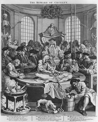 ऑटोप्सी या द रिवार्ड ऑफ़ क्रुएल्टी, द फोर स्टेज़ ऑफ़ क्रुएल्टी, 1751 से द्वारा विलियम होगार्थ