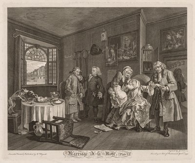 मैरिज ए ला मोड: द डेथ ऑफ द काउंटेस, 1745। द्वारा विलियम होगार्थ
