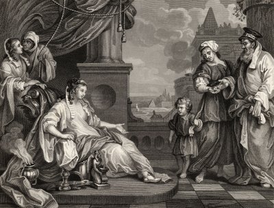 फिरौन की बेटी से पहले मूसा, &39;द वर्क्स ऑफ विलियम होगर्थ&39; से, 1833 में प्रकाशित हुआ द्वारा विलियम होगार्थ