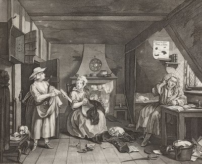 व्यथित कवि। 1736-1740 द्वारा विलियम होगार्थ