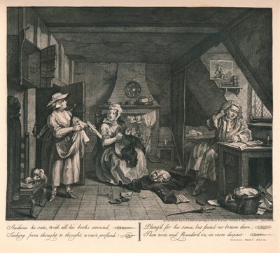द डिस्ट्रैस्ट कवि, 1740। द्वारा विलियम होगार्थ