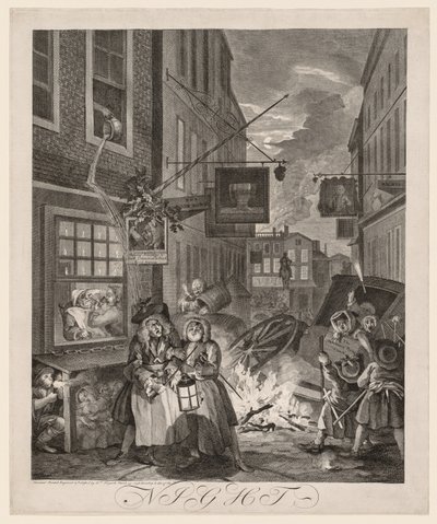 द फोर टाइम्स ऑफ डे: नाइट, 1738। द्वारा विलियम होगार्थ