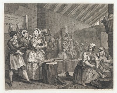 1732 में डिजाइन किए गए 1732 में ब्रिजवेल में द हरलोट लॉज़्ड (नक्काशी और नक्काशी) द्वारा विलियम होगार्थ