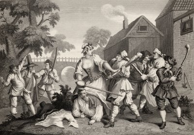 1833 में प्रकाशित &39;द वर्क्स ऑफ विलियम हॉगर्थ&39; से एफएल वॉकर द्वारा शमूएल बटलर (1612-80) द्वारा &39;हूडिब्रास&39; से ट्रूला के लिए नाइट सबमिट्स द्वारा विलियम होगार्थ