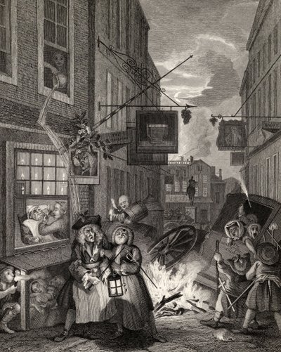 टाइम्स ऑफ द डे: नाइट, &39;द वर्क्स ऑफ विलियम हॉगर्थ&39; से, 1833 में प्रकाशित हुआ द्वारा विलियम होगार्थ