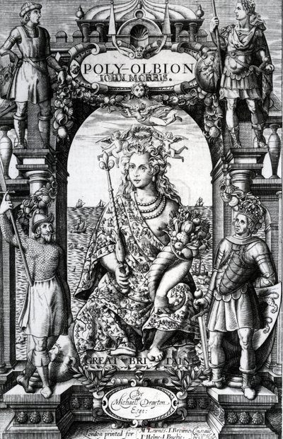 1622 में प्रकाशित माइकल ड्रायटन द्वारा &39;पॉली-ऑलबियन&39; के सामने का भाग द्वारा विलियम होल