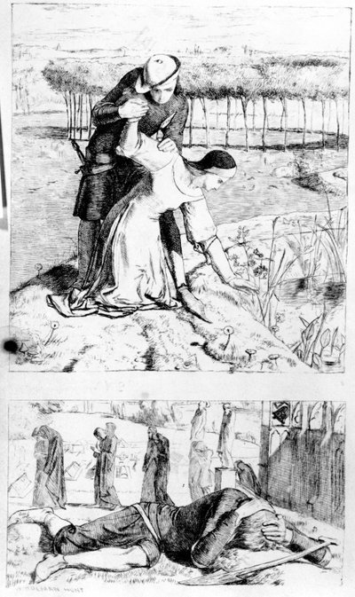 1850 में &39;द जर्म&39; में प्रकाशित थॉमस वूलर की &39;माय ब्यूटीफुल लेडी&39; का चित्रण द्वारा विलियम होल्मन हंट
