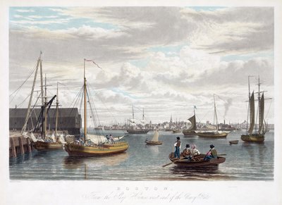 बोस्टन, शिप हाउस से, नौसेना यार्ड के पश्चिम छोर, c.1833 द्वारा William James Bennett
