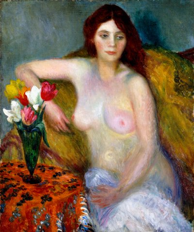 ट्यूलिप के साथ नग्न द्वारा William James Glackens