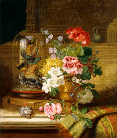 अ वेजर्ड ऑफ फूल और सॉन्गबर्ड्स ऑन ए लेज, 1867 द्वारा William John Wainwright