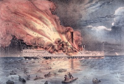 13 जनवरी 1840 को लॉन्ग आइलैंड साउंड में स्टीम बोट लेक्सिंगटन का संगम द्वारा विलियम केसी हेविट