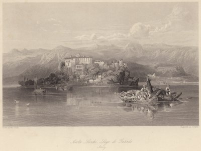 लेक्ची द्वीप, गार्डा झील, इटली (उत्कीर्णन) द्वारा विलियम लीटन (बाद) लीच