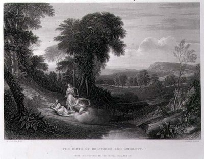 जॉन कूसन (1804-80) द्वारा उकेरी गई बेलफ़ोबे और अमोरेट का जन्म (उत्कीर्णन) द्वारा विलियम लीटन (बाद) लीच