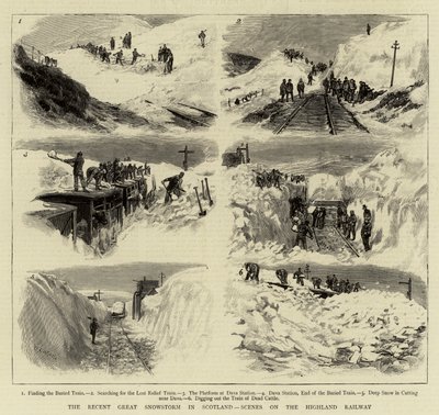 स्कॉटलैंड में हाल ही में ग्रेट स्नोस्टॉर्म, हाइलैंड रेलवे पर दृश्य द्वारा विलियम लियोनेल वायली