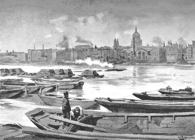 1891 में नदी के दक्षिणी तट से सेंट पॉल कैथेड्रल द्वारा विलियम लुकर