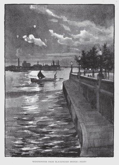 Blackfriars Bridge, रात (लिथो) से वेस्टमिंस्टर द्वारा विलियम लुकर