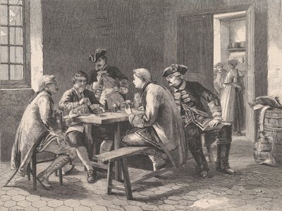 सोल्जर्स प्लेइंग एट कार्ड्स, इलस्ट्रेटेड लंदन न्यूज से, 4 मई, 1861 द्वारा जॉन प्लम्बे जूनियर