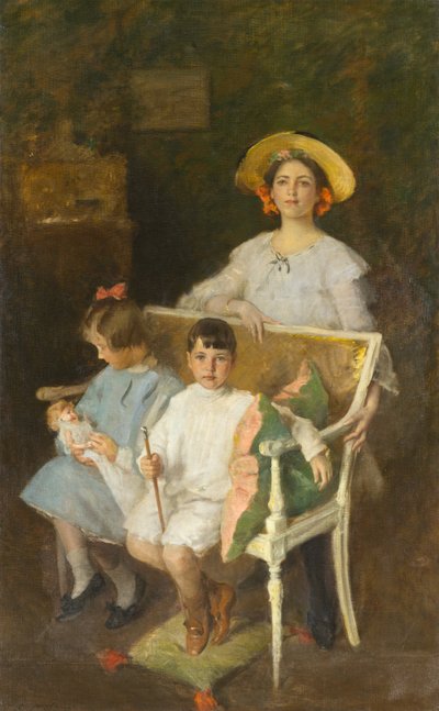पोर्ट्रेट ग्रुप (डोरोथी, हेलेन और बॉब), c.1904 (कैनवास पर तेल) द्वारा विलियम मेरिट चेज़