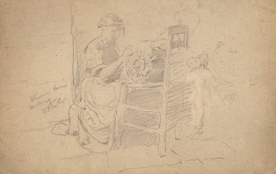 विनीशियन लेस मेकिंग, 1877-8 (ग्रेफाइट ऑन पेपर) द्वारा विलियम मेरिट चेज़