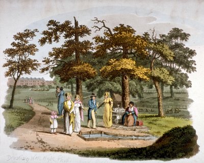 पीने के कुएं का दृश्य, हाइड पार्क, वेस्टमिंस्टर, लंदन, 1812 द्वारा विलियम पिकेट