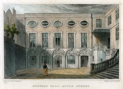 ब्रियर्स हॉल, एडले स्ट्रीट, लंदन शहर, 1831। द्वारा विलियम रेडक्लिफ़