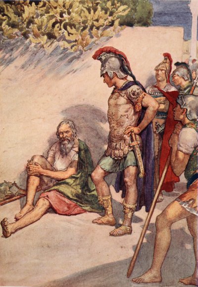 अलेक्जेंडर और डायोजनीज, &39;प्लूटार्कस लाइव्स फॉर बॉयज़ एंड गर्ल्स&39; का दृष्टांत, डब्ल्यूएच वेस्टन, लंदन द्वारा लिखित। द्वारा विलियम राइनी