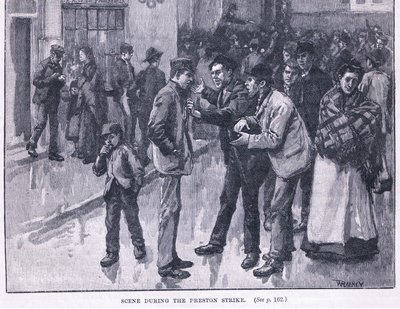 1856 ई। में प्रेस्टन स्ट्राइक के दौरान दृश्य द्वारा विलियम राइनी