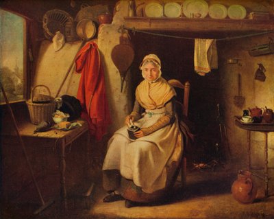 कॉटेज इंटीरियर, लेक्सडेन, एसेक्स, 1802 में द्वारा विलियम रेडमोर बिग्ग