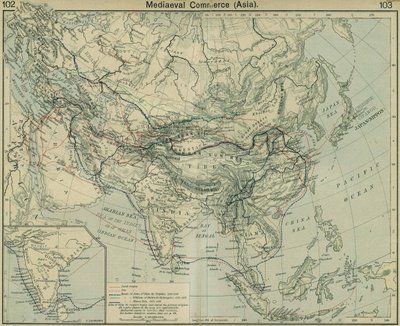मध्यकालीन वाणिज्य एशिया। ऐतिहासिक एटलस से द्वारा विलियम रॉबर्ट शेफर्ड