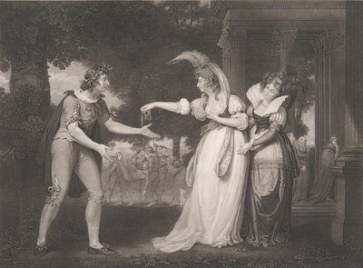 ड्यूक पैलेस से पहले-रोजालिंड, सेलिया, ऑरलैंडो, ड्यूक..., पहली बार 1800 प्रकाशित, 1852 को फिर से जारी किया गया। द्वारा विलियम सैचवेल लेनी