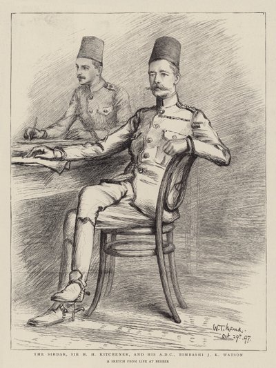 सिरदार, सर एचएच किचनर, और उनके एडीसी, बिंबशी जेके वॉटसन द्वारा विलियम टी। मौड