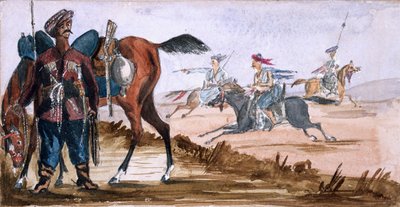  सर्कसिया के बशी बाजौक, और अन्य लोग पृष्ठभूमि में व्यायाम करते हैं द्वारा विलियम थॉमस मार्खम