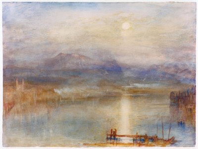 की पृष्ठभूमि के खिलाफ ल्यूसर्न झील पर चांदनी द्वारा Joseph Mallord William Turner