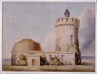वेधशाला और प्रस्तावित परिवर्धन, c.1830 (कार्ड पर जल रंग) द्वारा विलियम वेस्ट