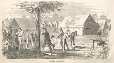 कैंप मीटिंग स्केचेस: मॉर्निंग एबलायट्स, 1858। द्वारा विंसलो होमर